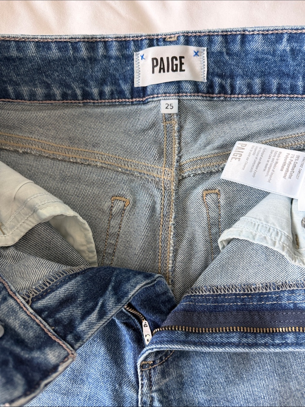 PAIGE Light Blue Wide-Leg Cuffed Jeans - Picture 2 of 5